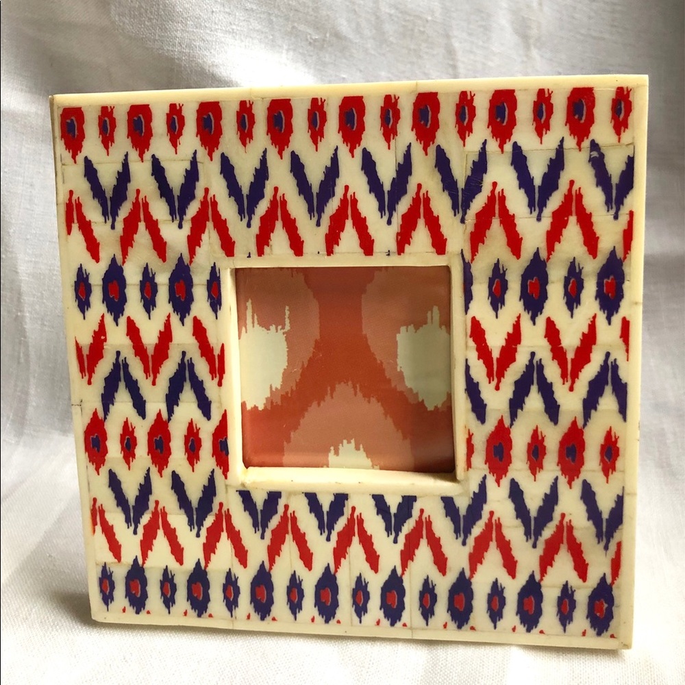 Bone Inlay Frame with Ikat Pattern Decal